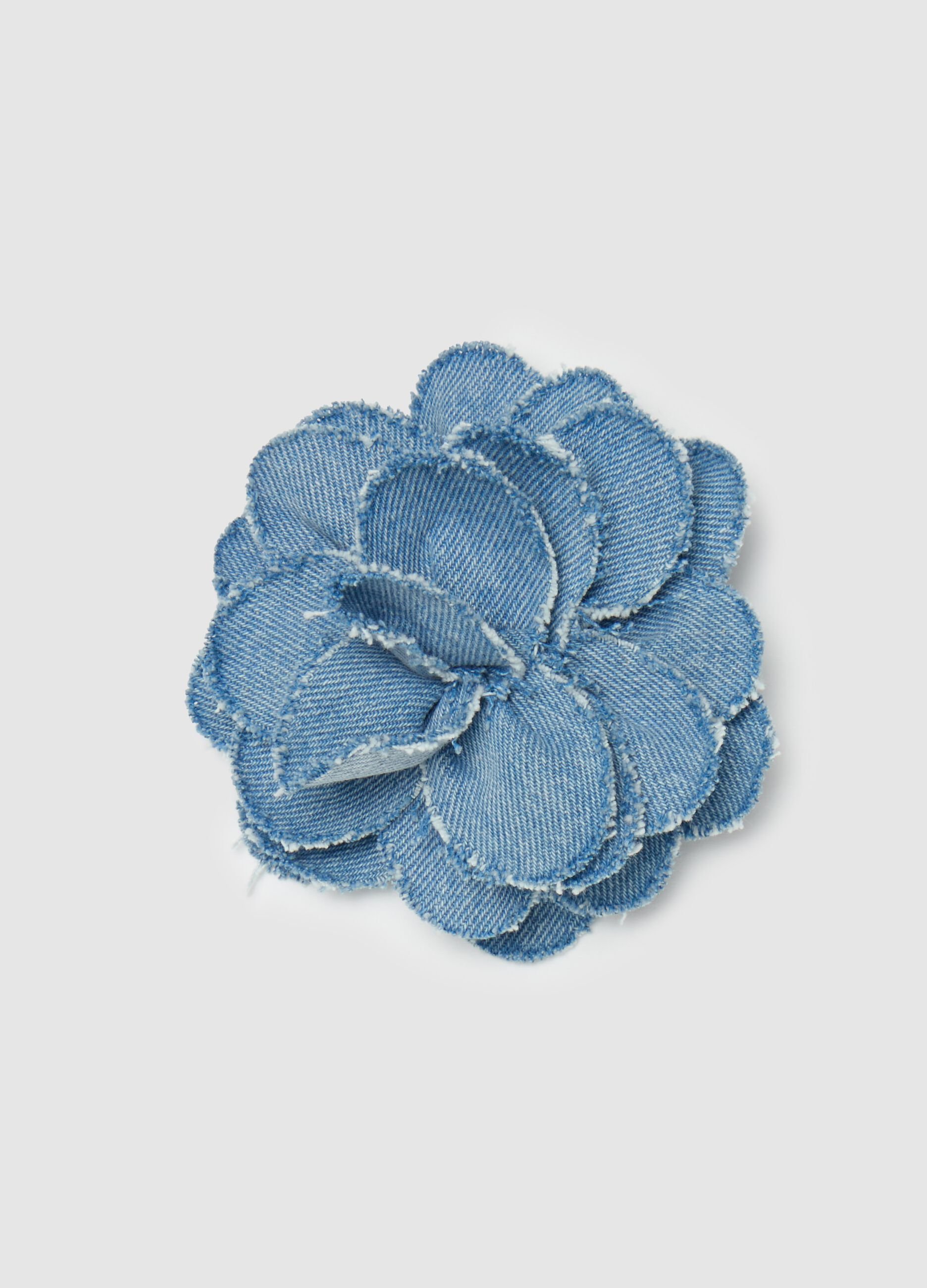 Clip per capelli floreale in denim