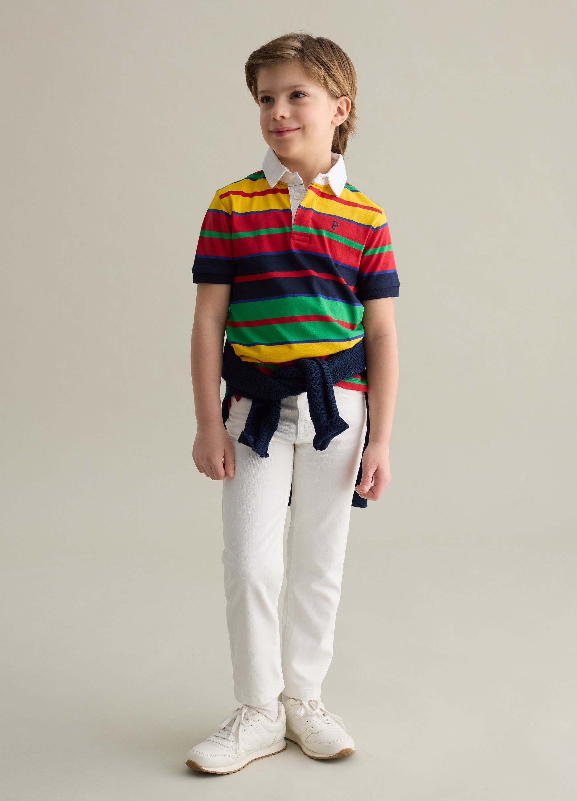 Cotton and linen trousers with five pockets