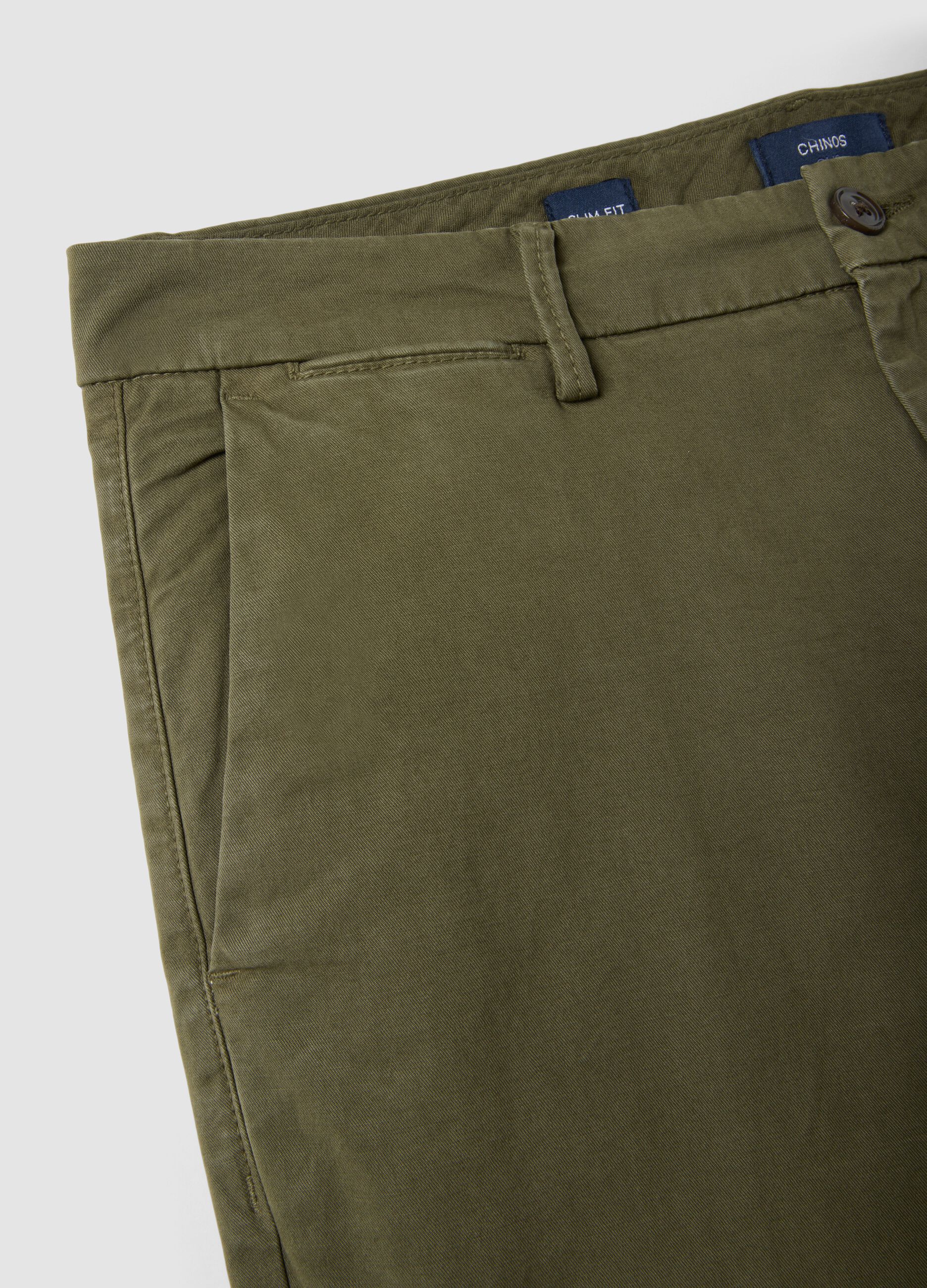 Green slim-fit stretch cotton chino trousers