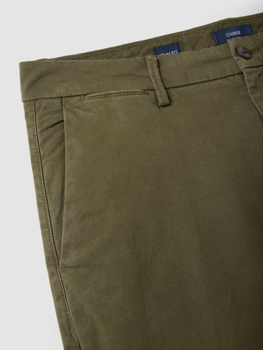 Green slim-fit stretch cotton chino trousers_5