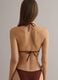 Brown triangle bikini top in stretch fabric with purple trim_3