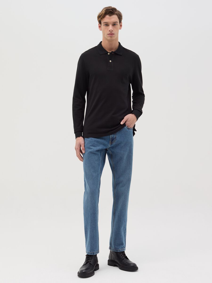 Long-sleeved polo shirt in organic cotton_1