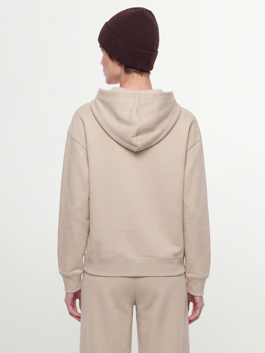 Felpa bianca in misto cotone con cappuccio regular fit_2
