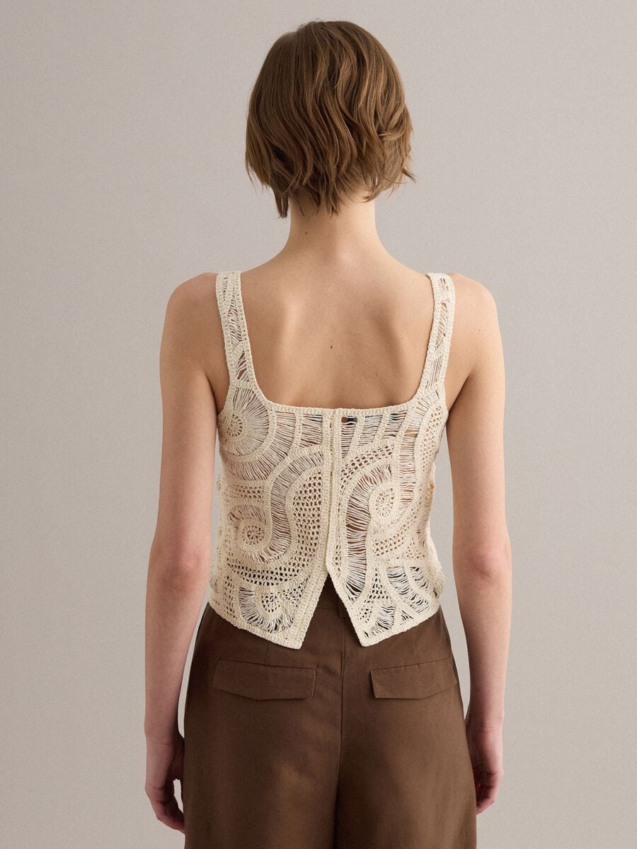 Tank top beige in misto cotone crochet_2