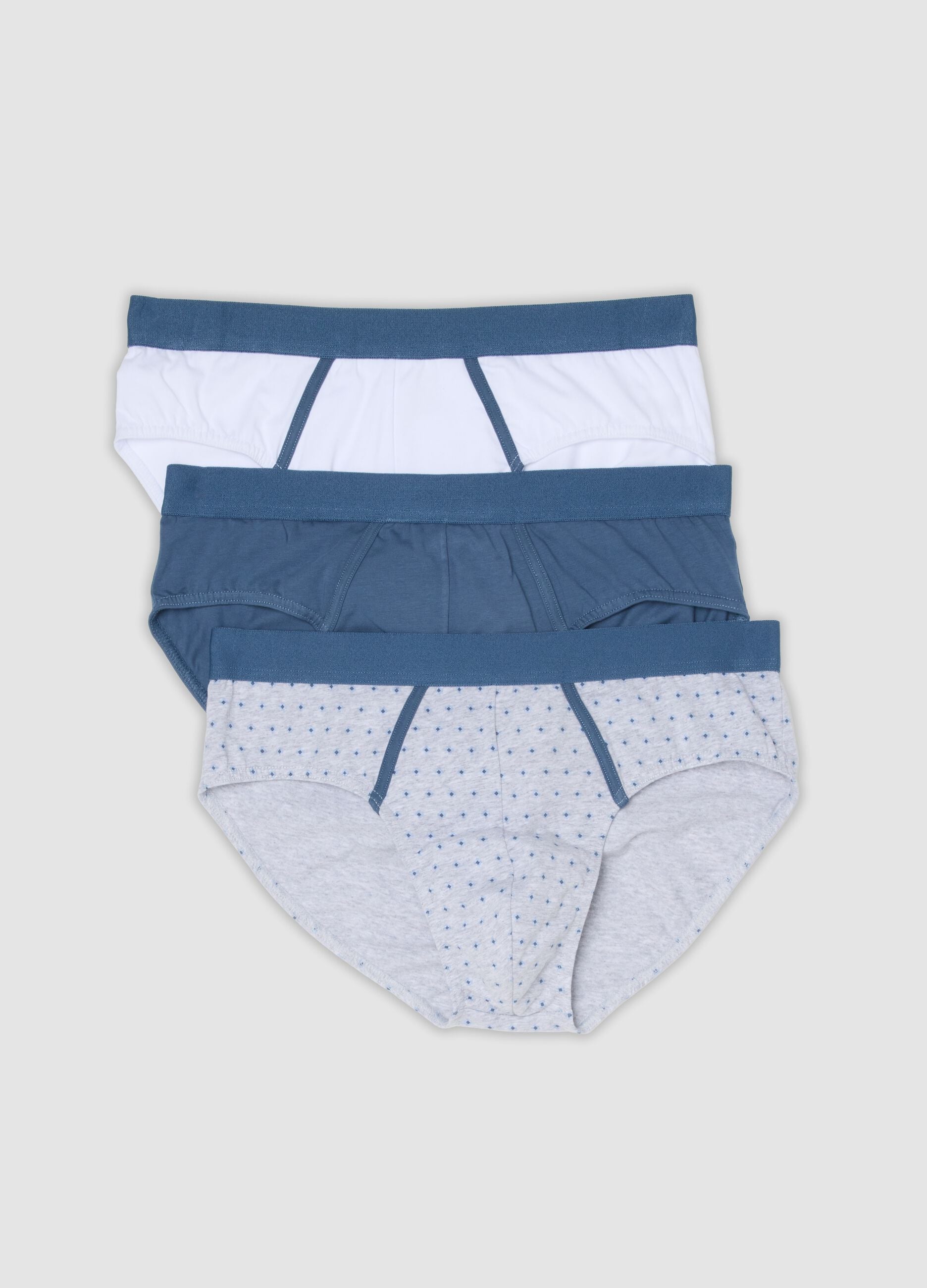 3-pack of light blue and white stretch organic cotton briefs