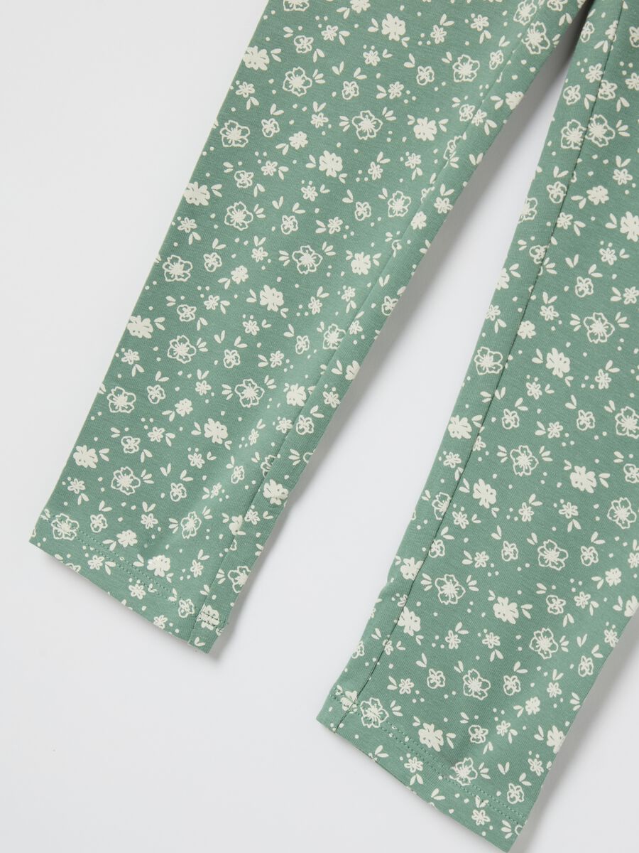 Leggings in cotone stretch stampa fiorellini _3