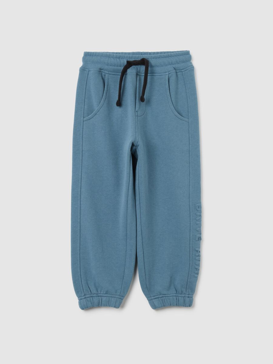 Children's jogger in blue cotton blend, regular fit_0