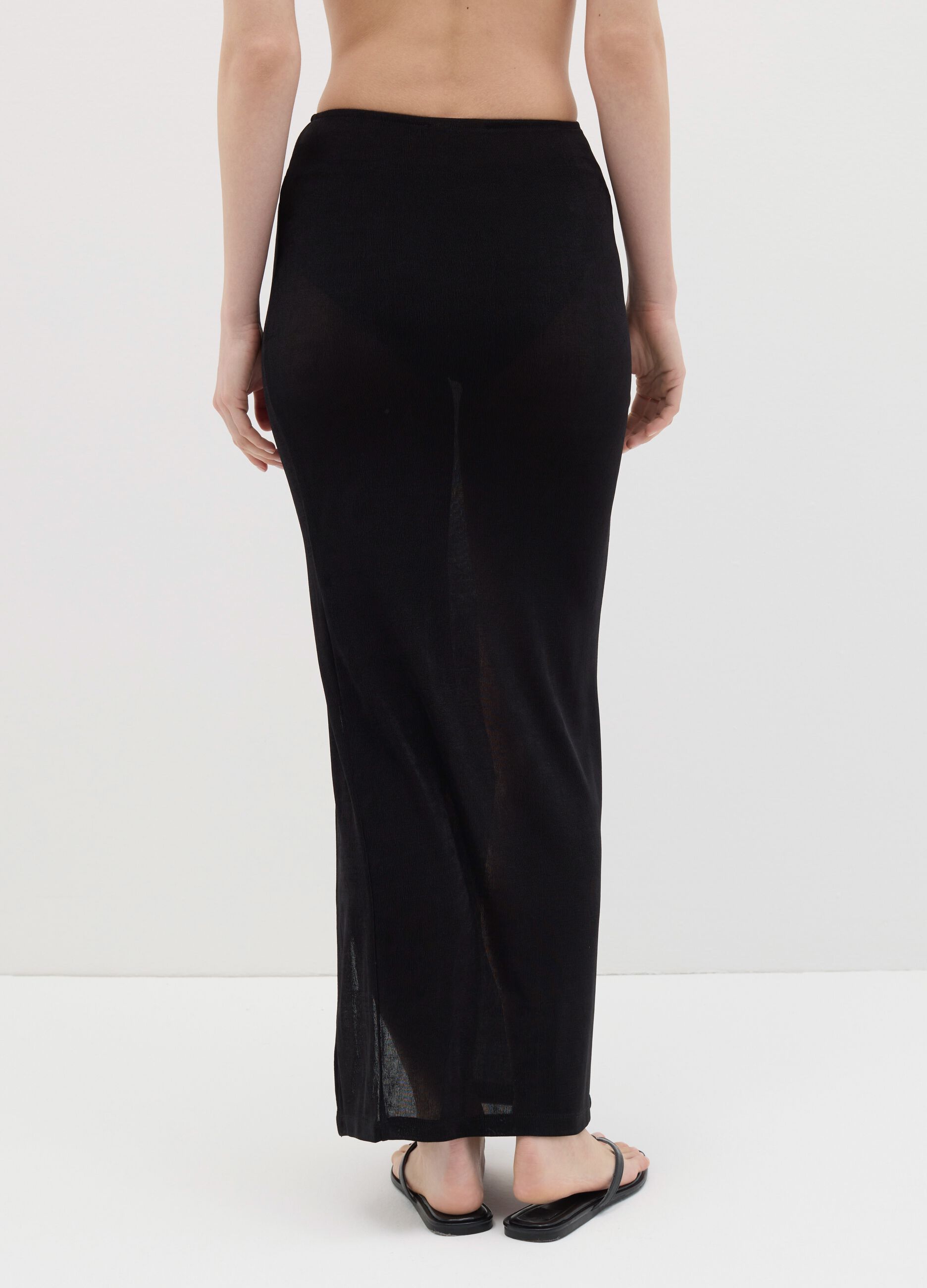 Long black beach cover-up skirt