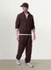 Brown half-zip cotton-blend crew neck_1