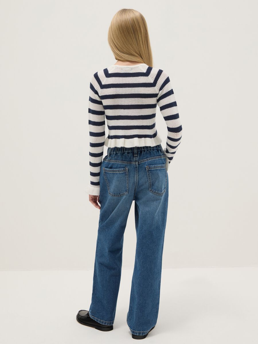 Jeans paper bag in puro cotone blu da ragazza_1