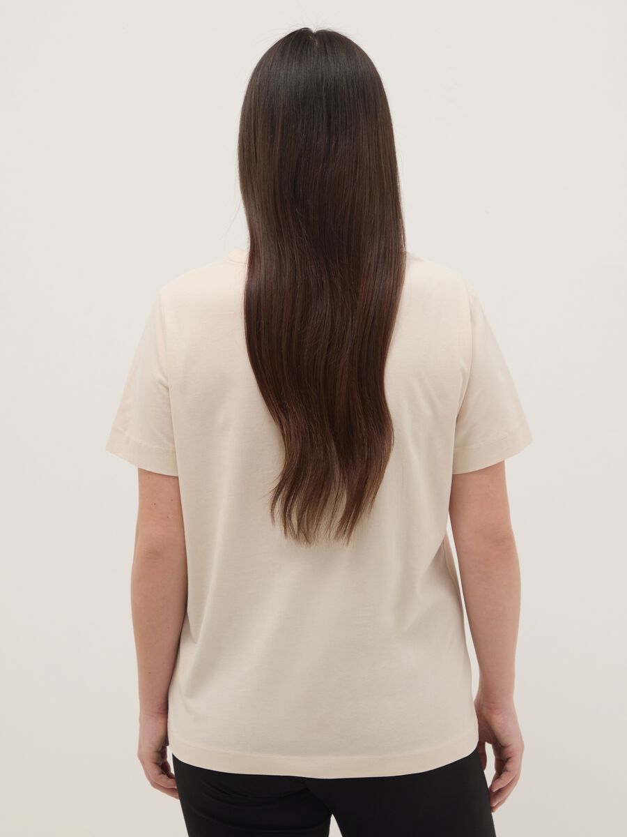 Beige pure cotton regular fit T-shirt with print_2