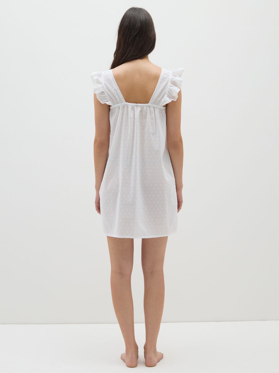 Abito da donna in puro cotone bianco con ruches_3