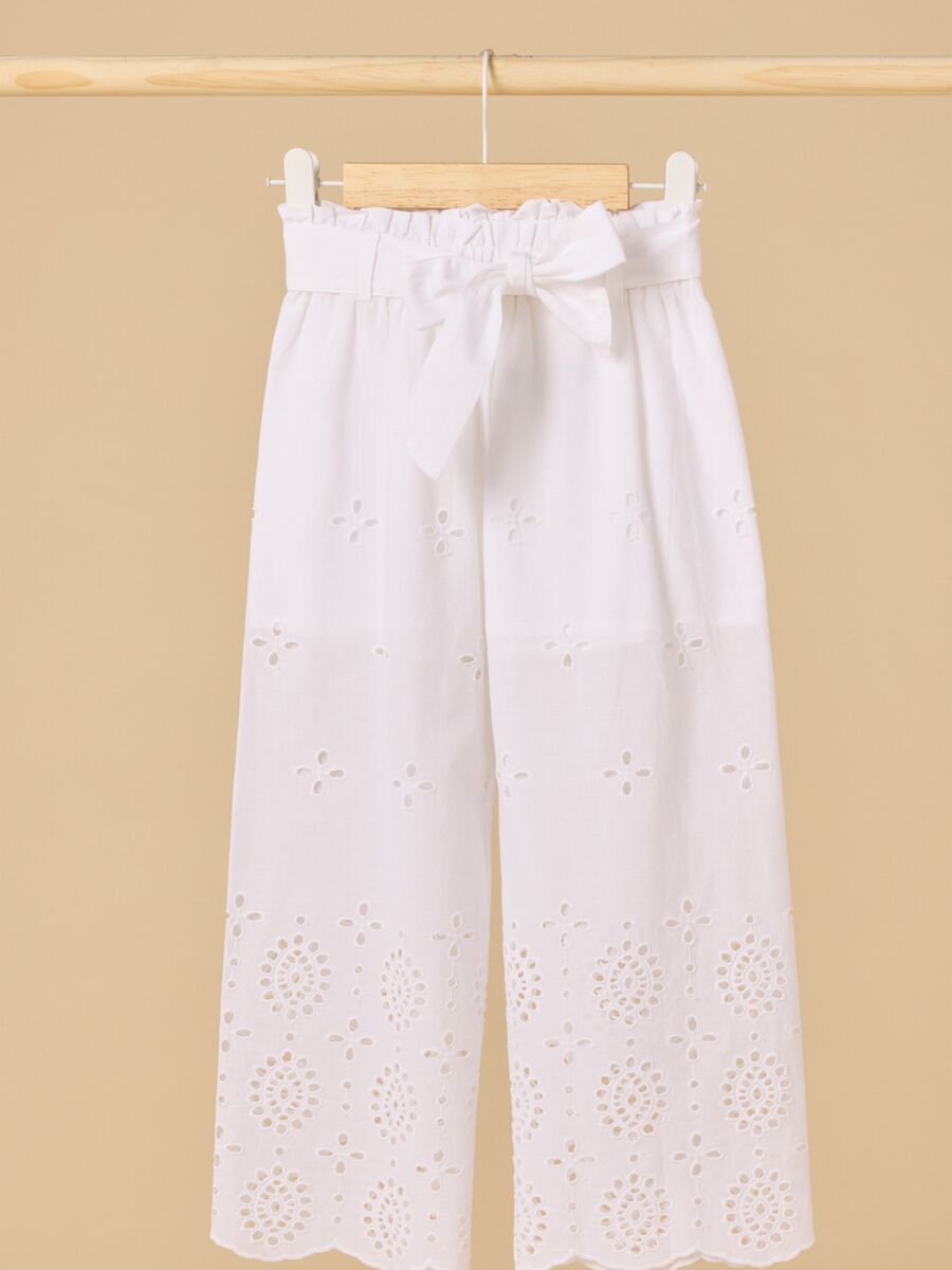 Broderie anglaise cotton Palazzo trousers_0