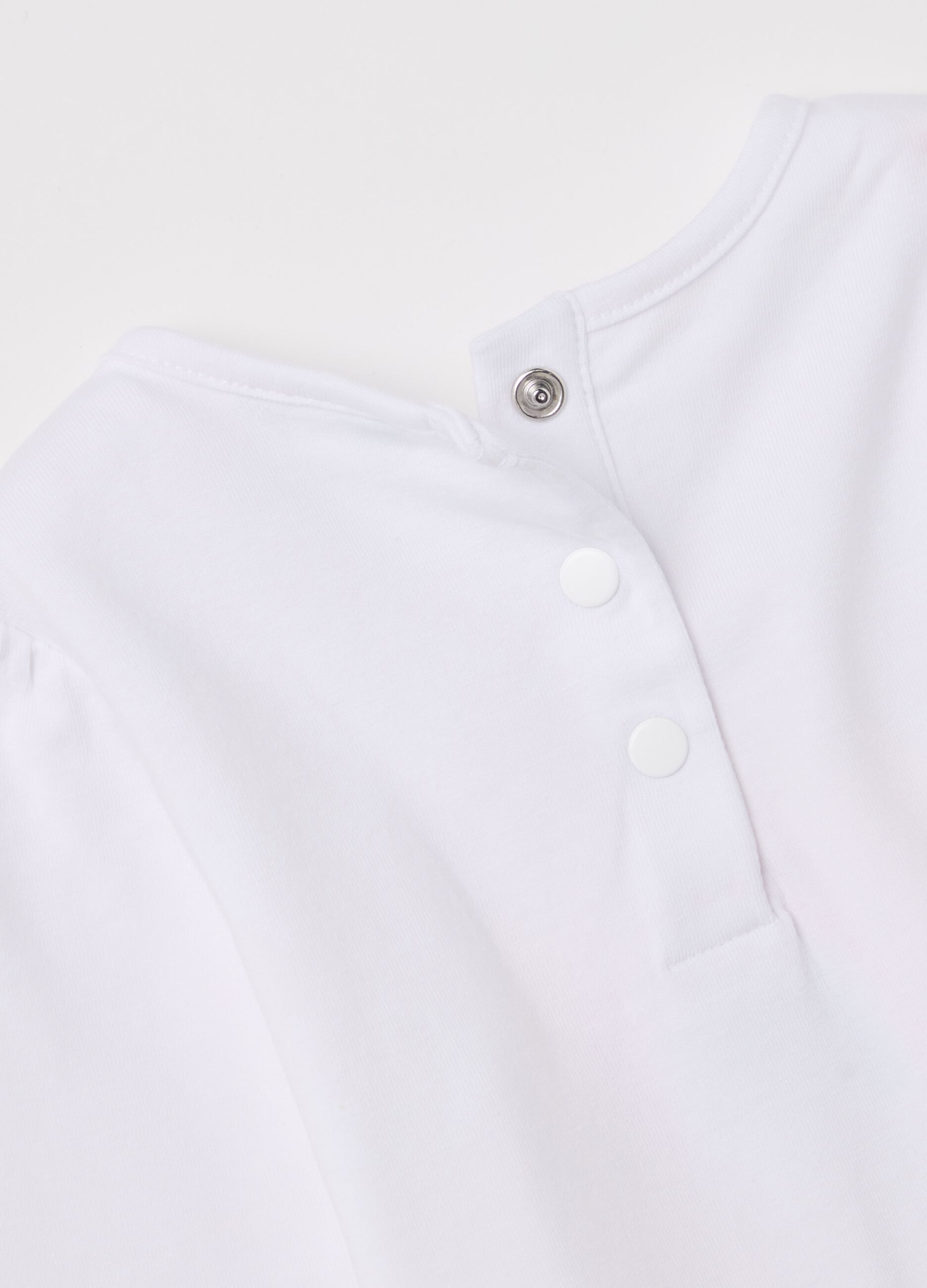 Long-sleeved T-shirt with diamantés and rainbow print