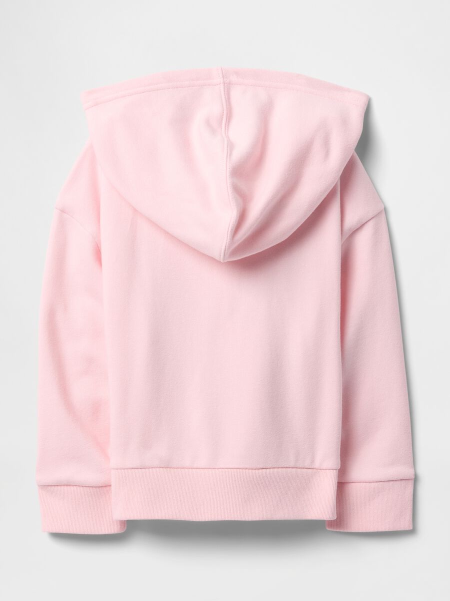 Felpa in misto cotone rosa da neonata regular fit con zip e logo_1
