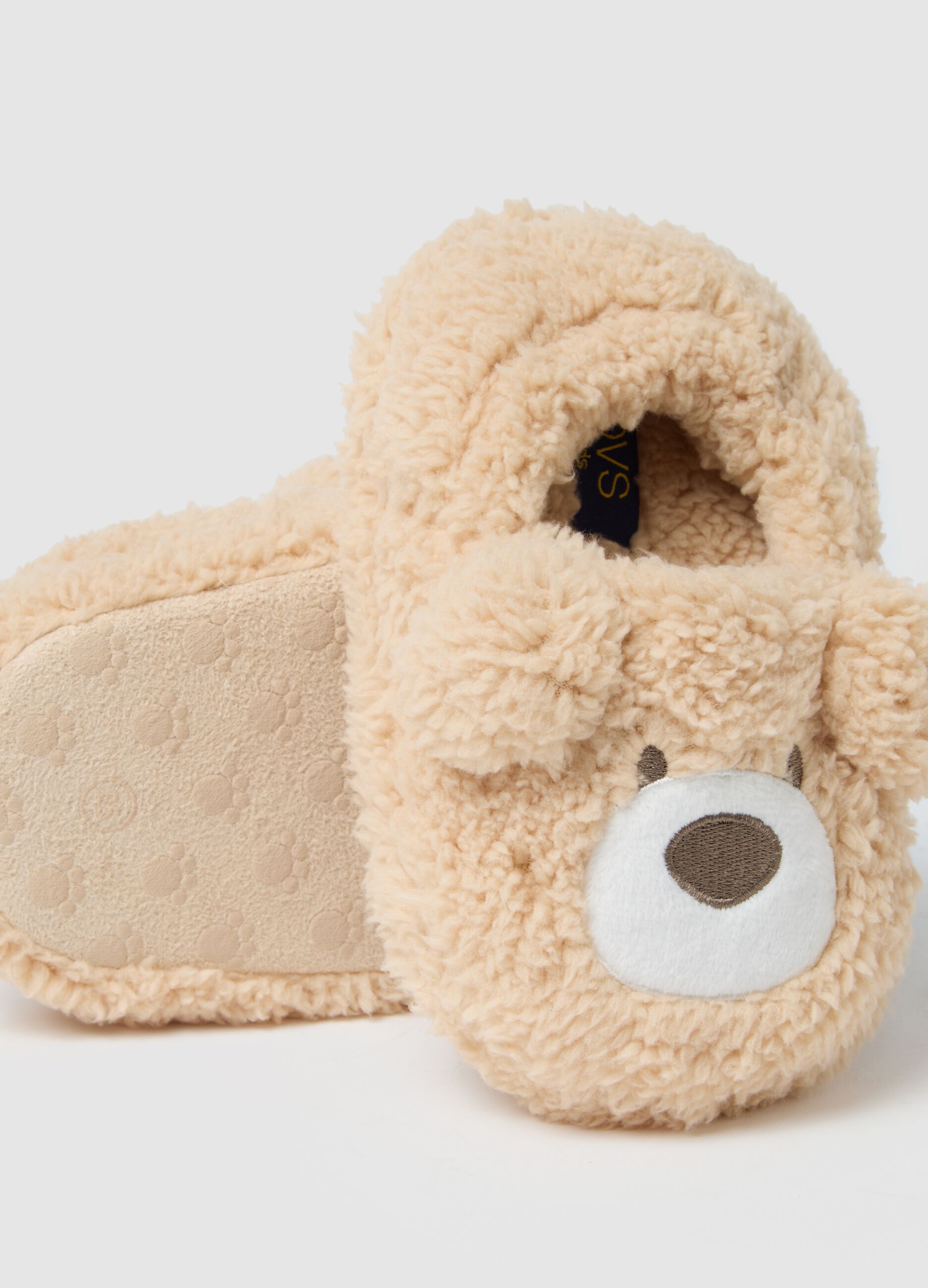 Ciabatte beige in pelliccia sintetica per bambina