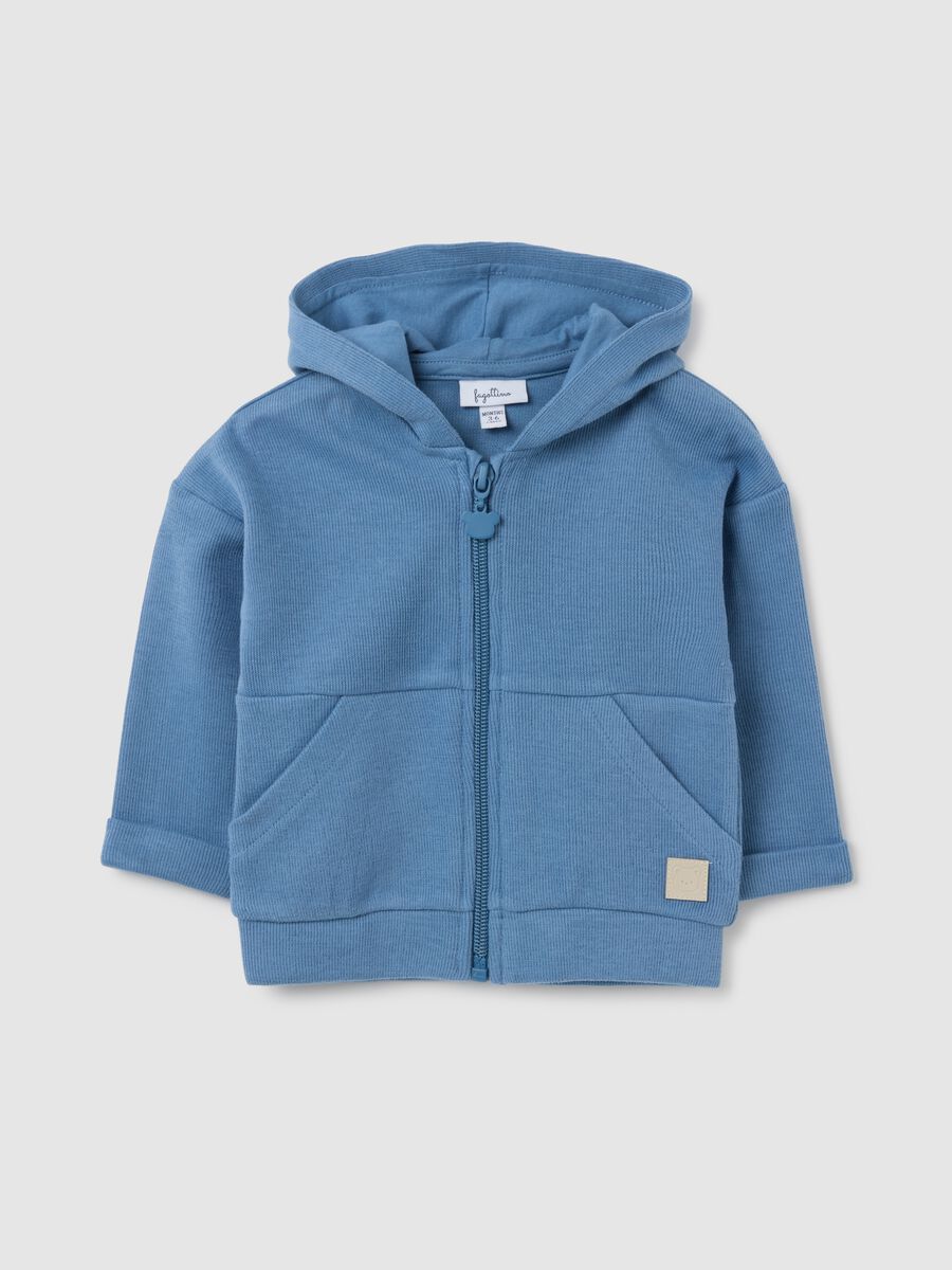 Boy's blue pure cotton sweatshirt with regular fit_0