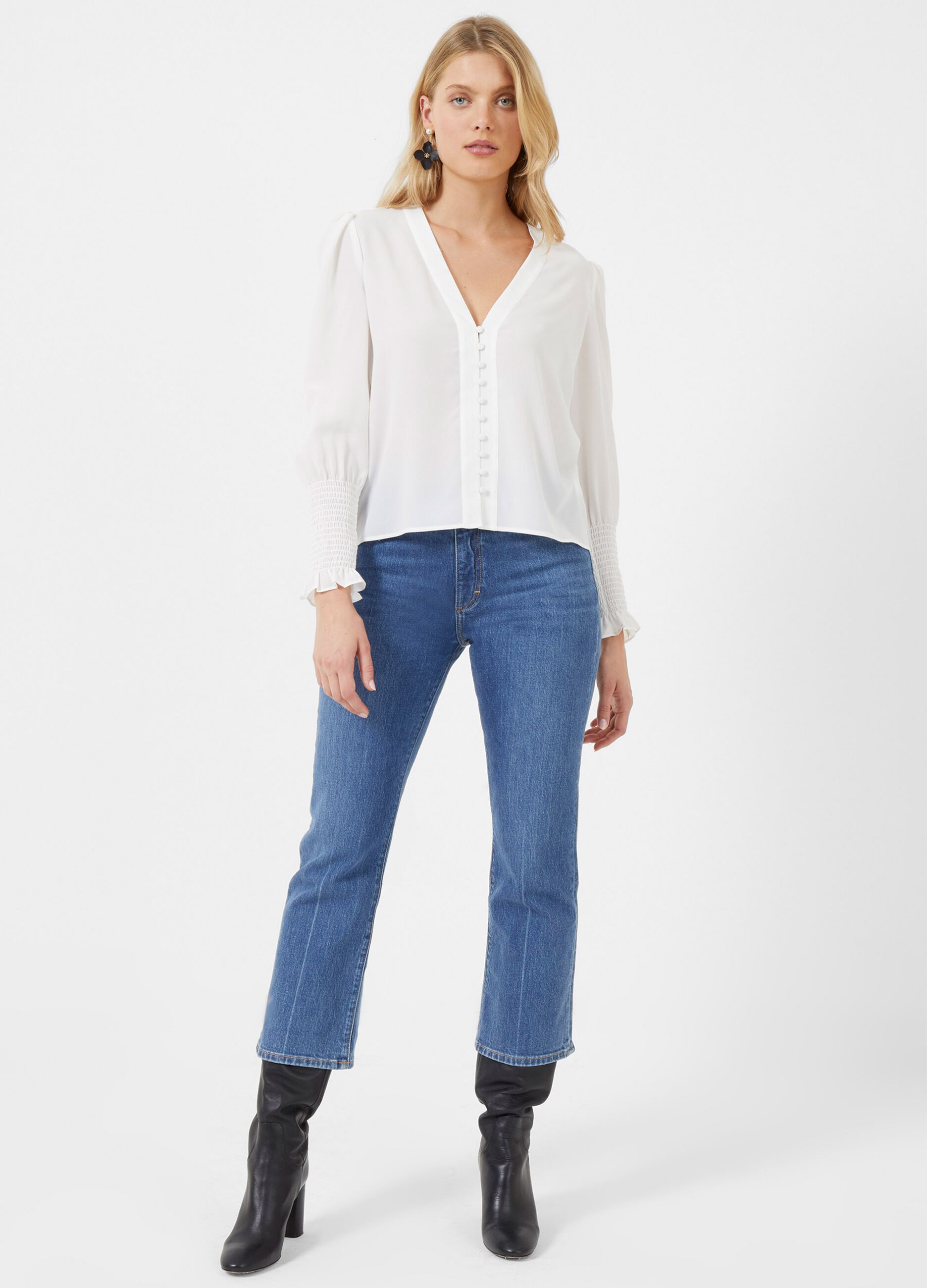 French Connection blouse with puffed sleeves