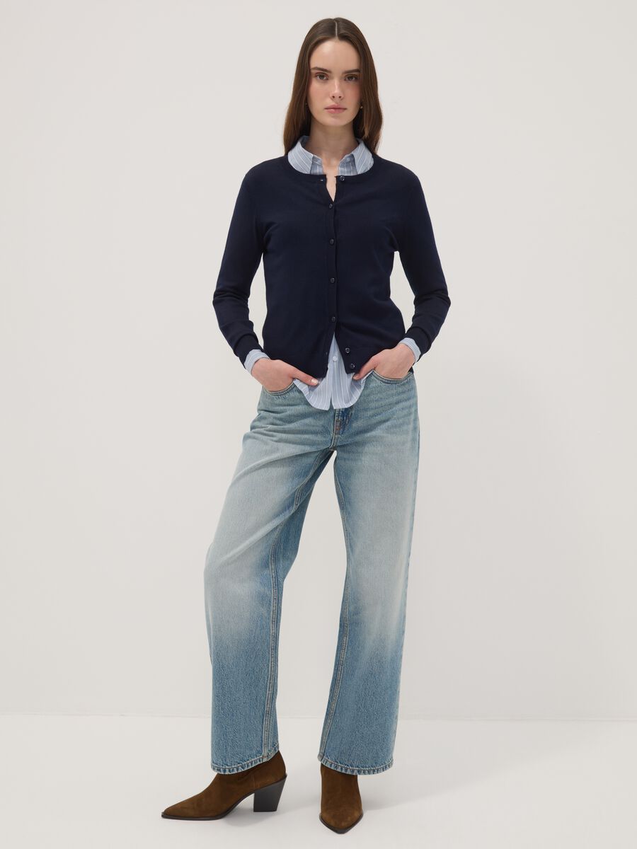 Regular fit blue cardigan with buttons_2