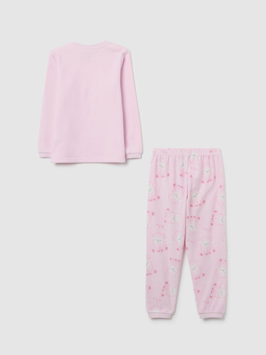 Pink fleece pyjamas for girls_1