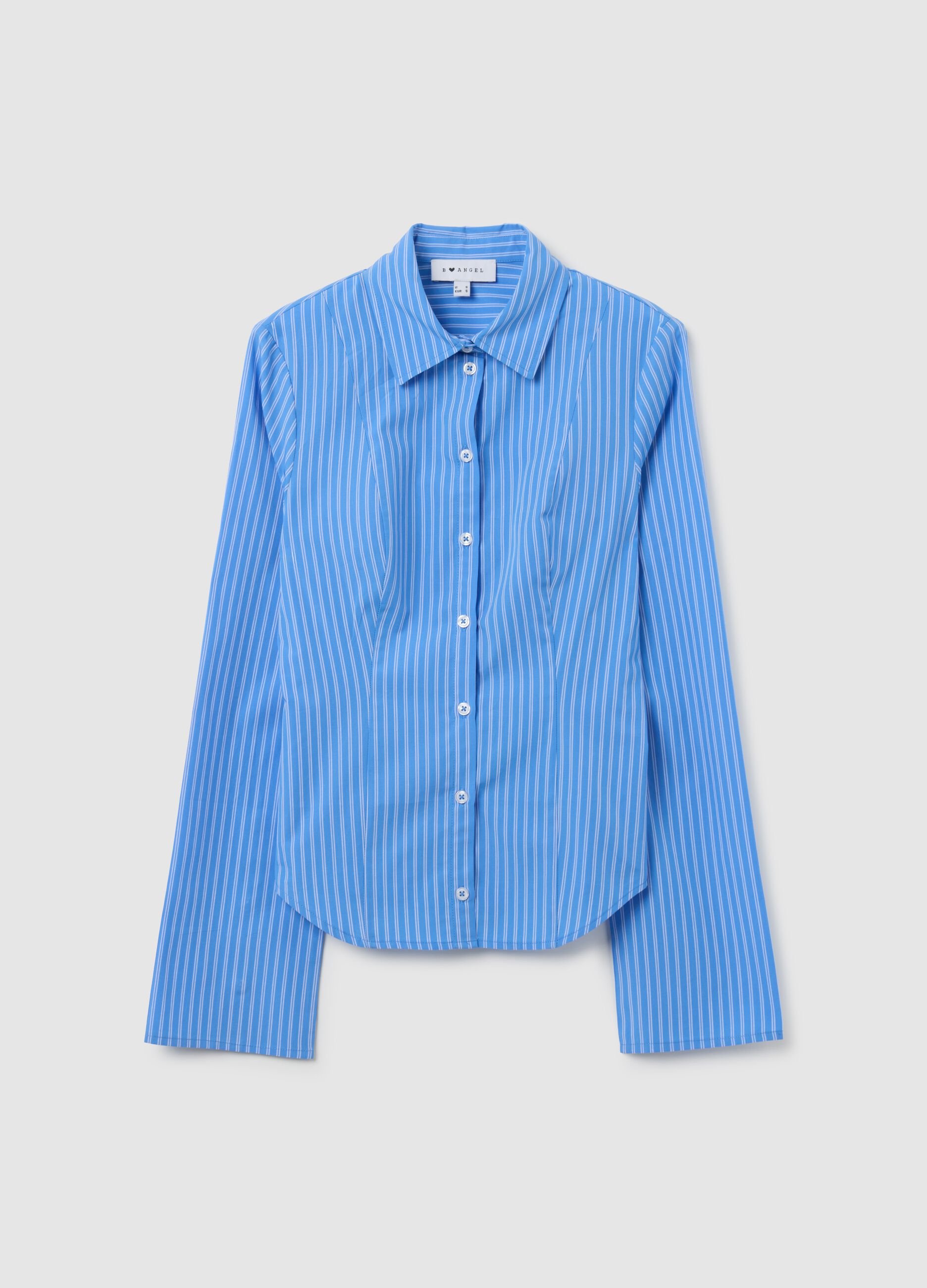 Blue slim fit pure cotton shirt