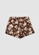 Brown stretch cotton shorts with floral print_4