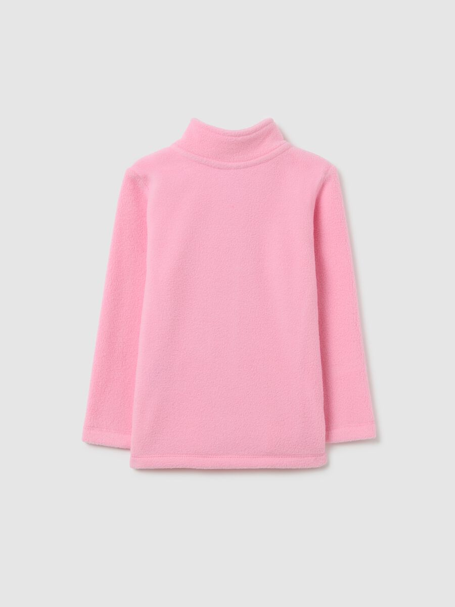 Girls' pink high-neck regular fit sweatshirt with full zip_1