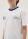 Boys' pure white cotton T-shirt relaxed fit with blue collar_1