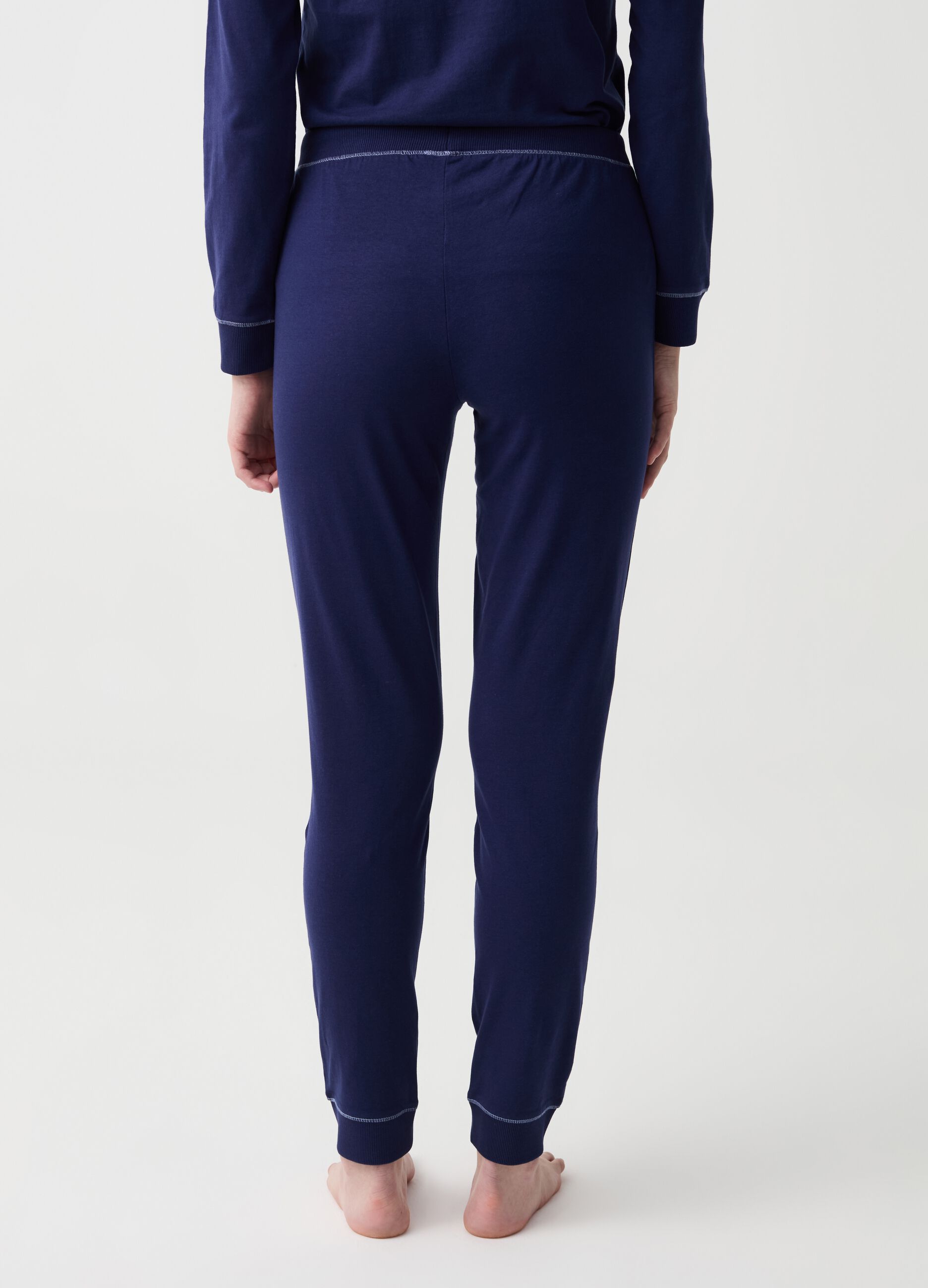 Long pyjama trousers with drawstring
