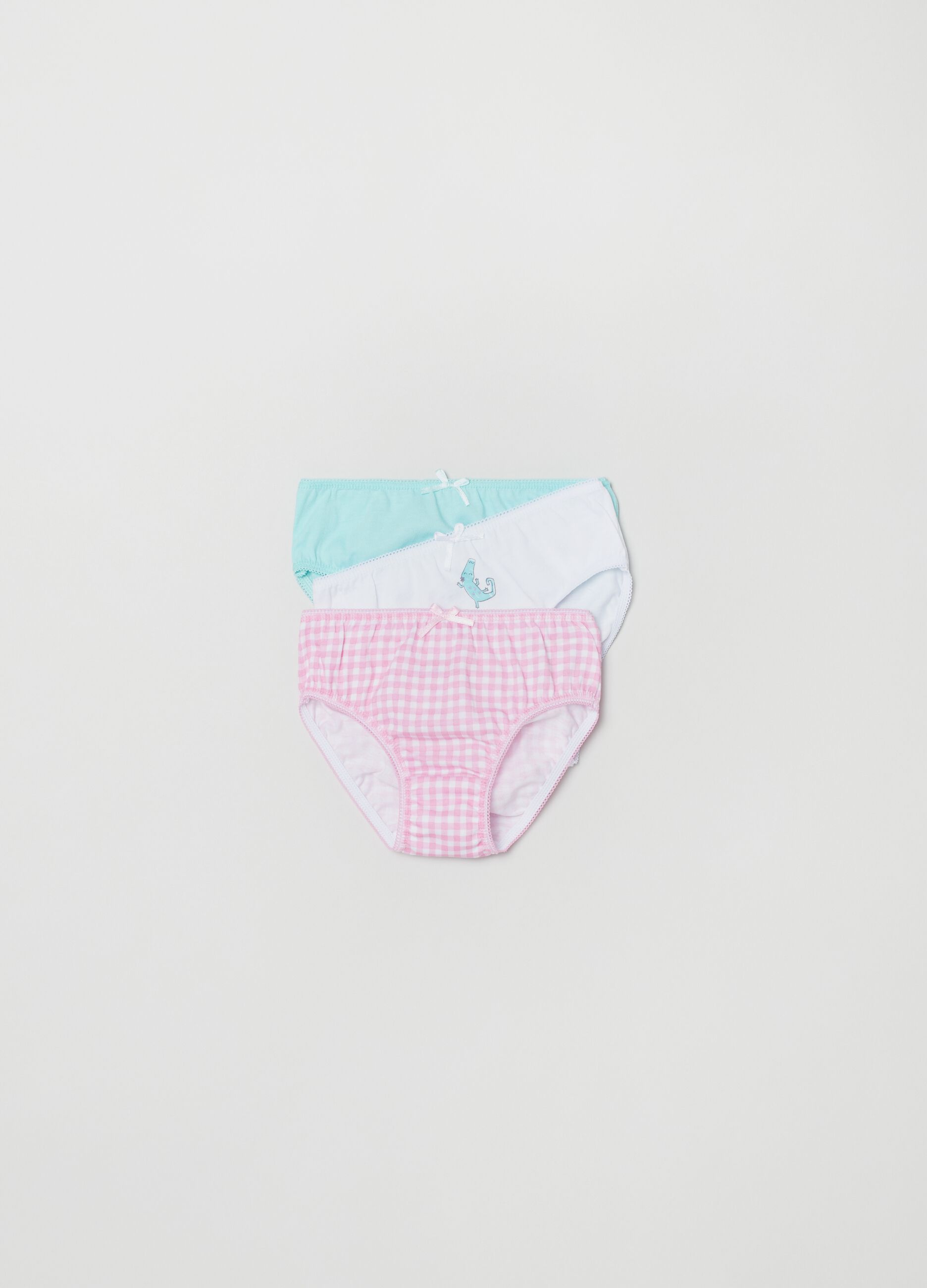 Tripack slip in cotone con fiocchetto_0