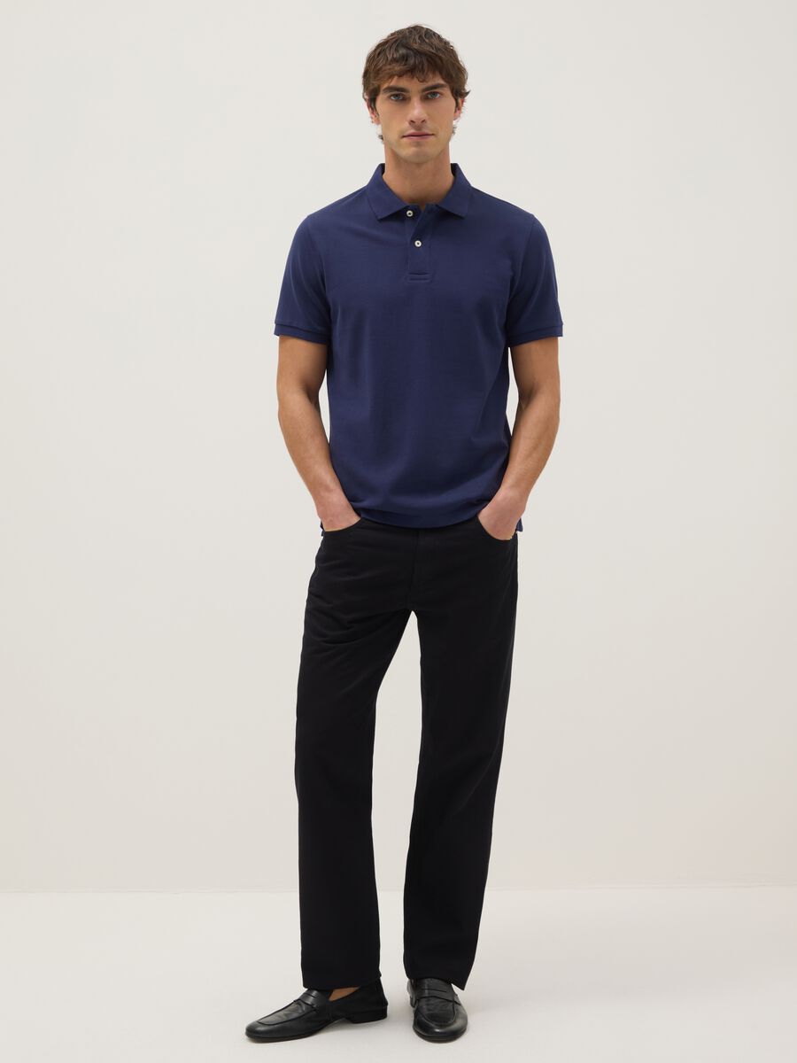 Blue pure cotton polo shirt regular fit_1