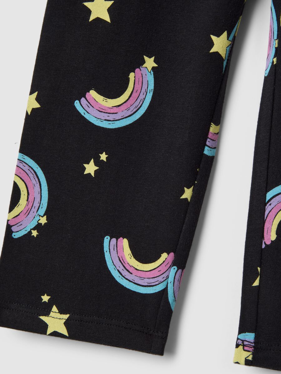 Leggings skinny in cotone biologico elasticizzato neri da bambina_3