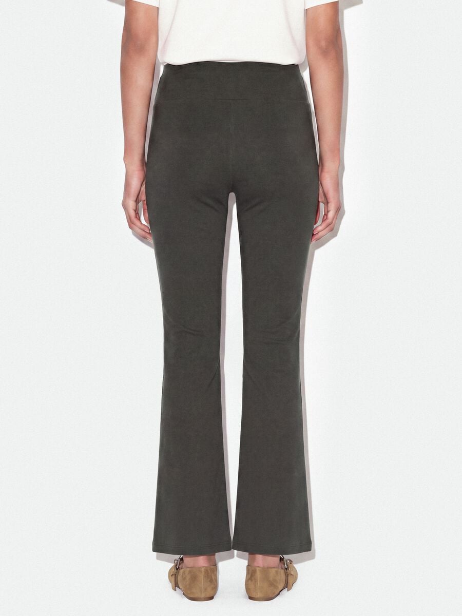 Pantaloni flare grigi in cotone elasticizzato_3