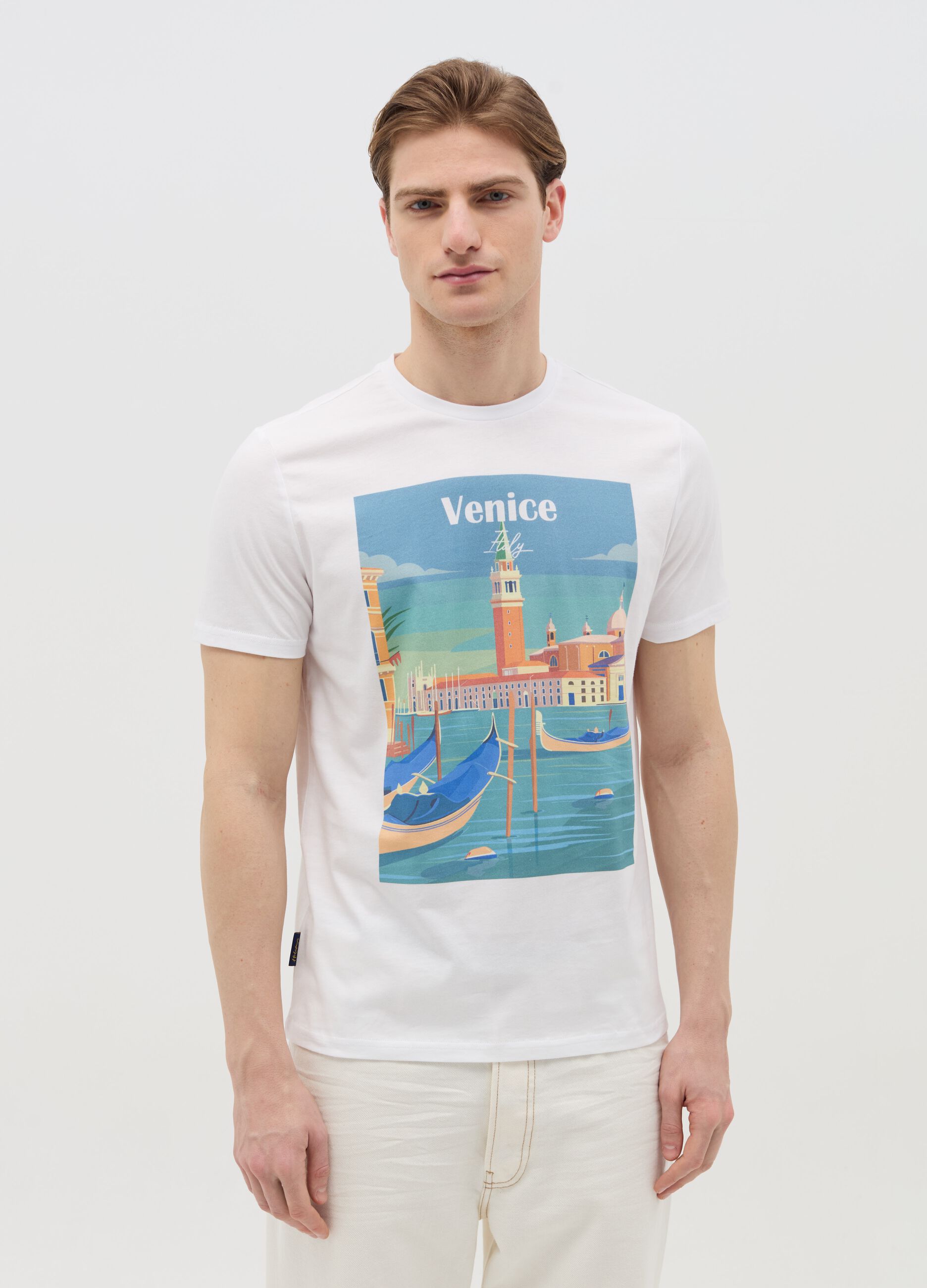 T-shirt in cotone con stampa "Venice Italy"
