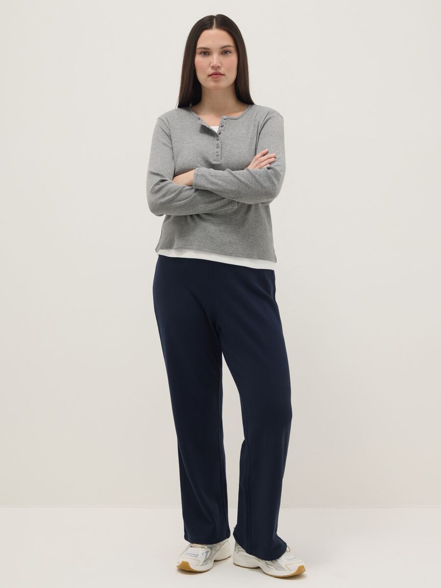 Multicolour pure cotton regular fit jumper with Henley collar_1