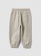 Grey jogger trousers in pure organic cotton with drawstring for baby boy_1