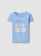 Girls&rsquo; light blue pure organic cotton T-shirt with print and glitter_0