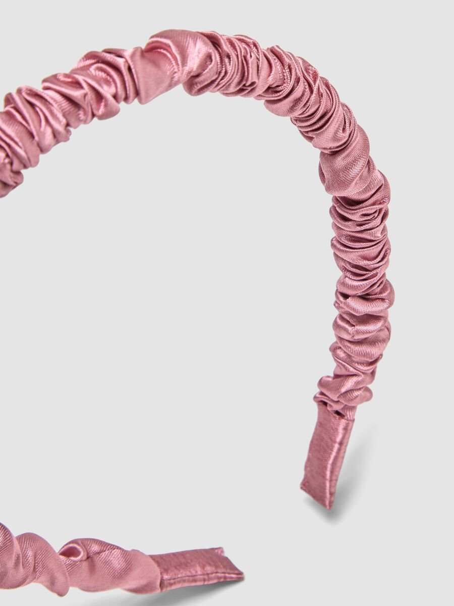 Cerchietto rigido rosa arricciato per capelli_2