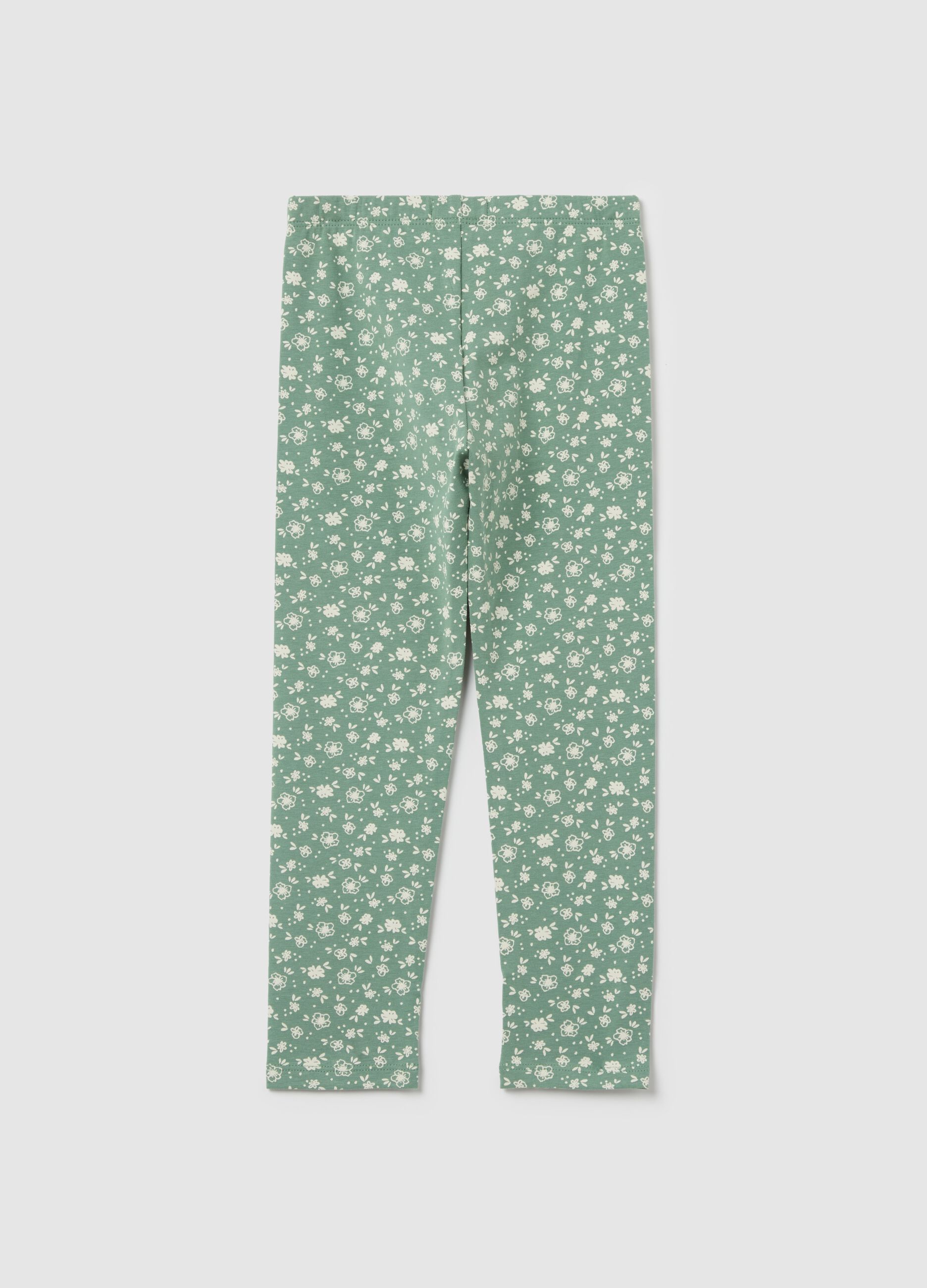 Leggings in cotone stretch stampa fiorellini 