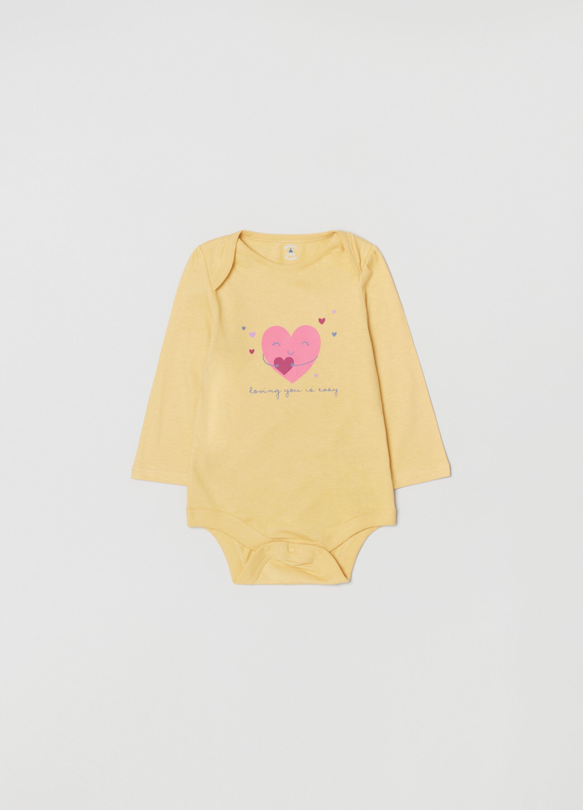 Three-pack bodysuits in cotton with hearts print