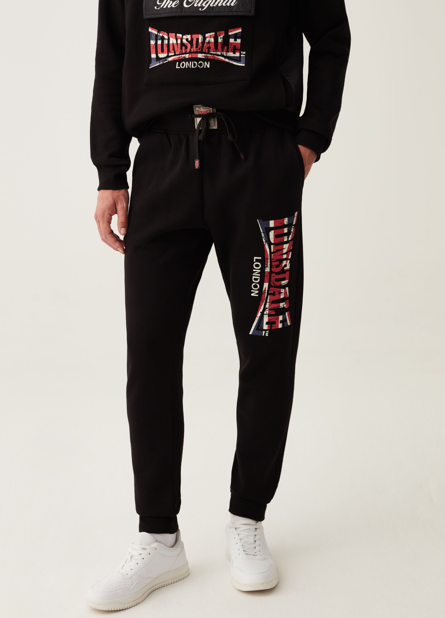 Joggers in felpa con stampa logo_1