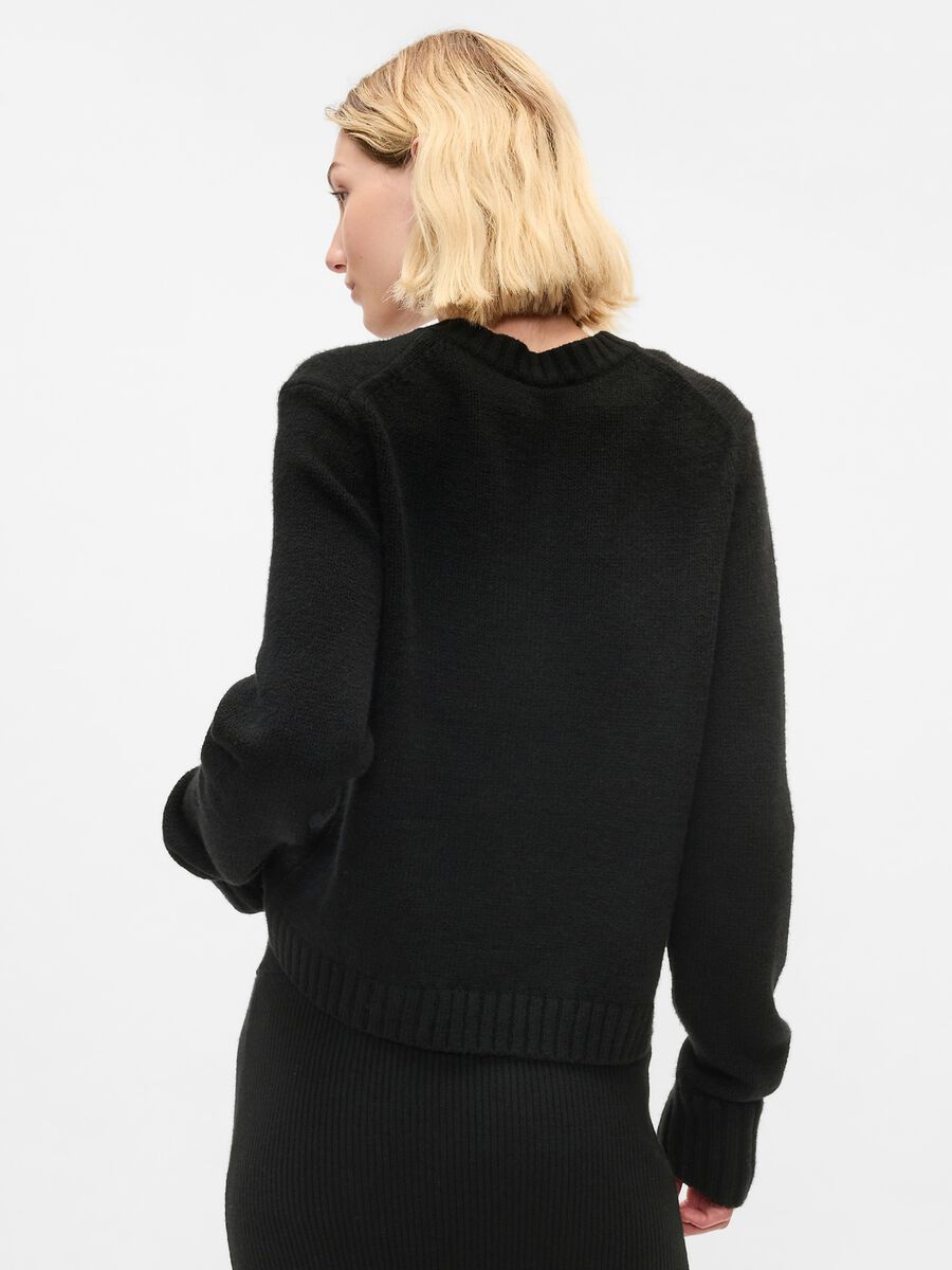 Cardigan girocollo con bottoni striati_2