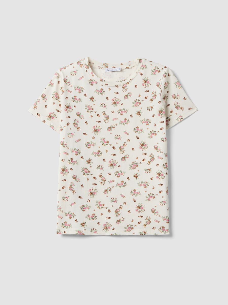 White floral stretch-cotton T-shirt, regular fit_4