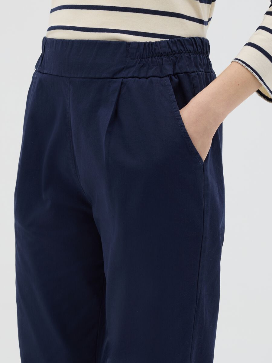 Blue cigarette trousers with elastic waistband_2