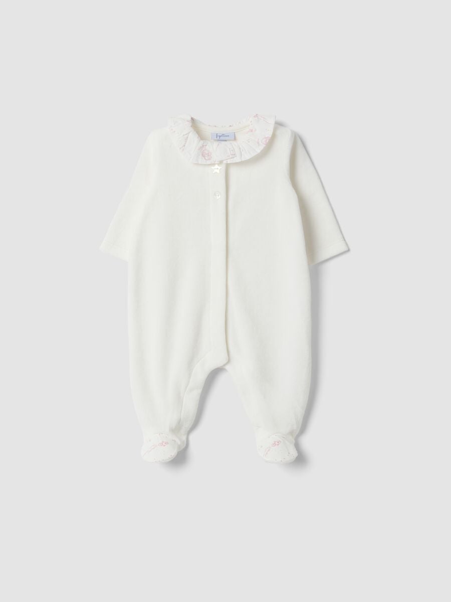Tutina bianca in misto cotone organico con colletto_0