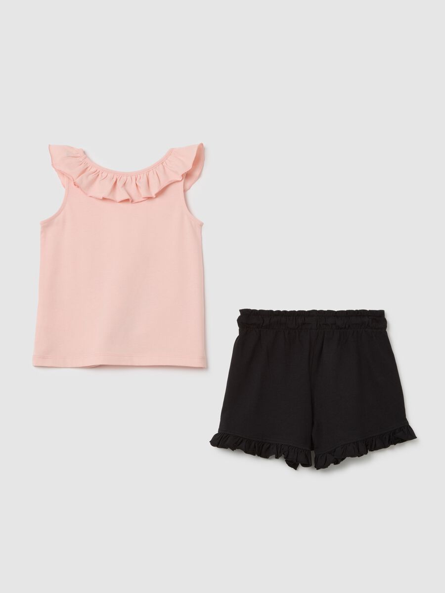 Girl's pink pure cotton top and shorts set_1
