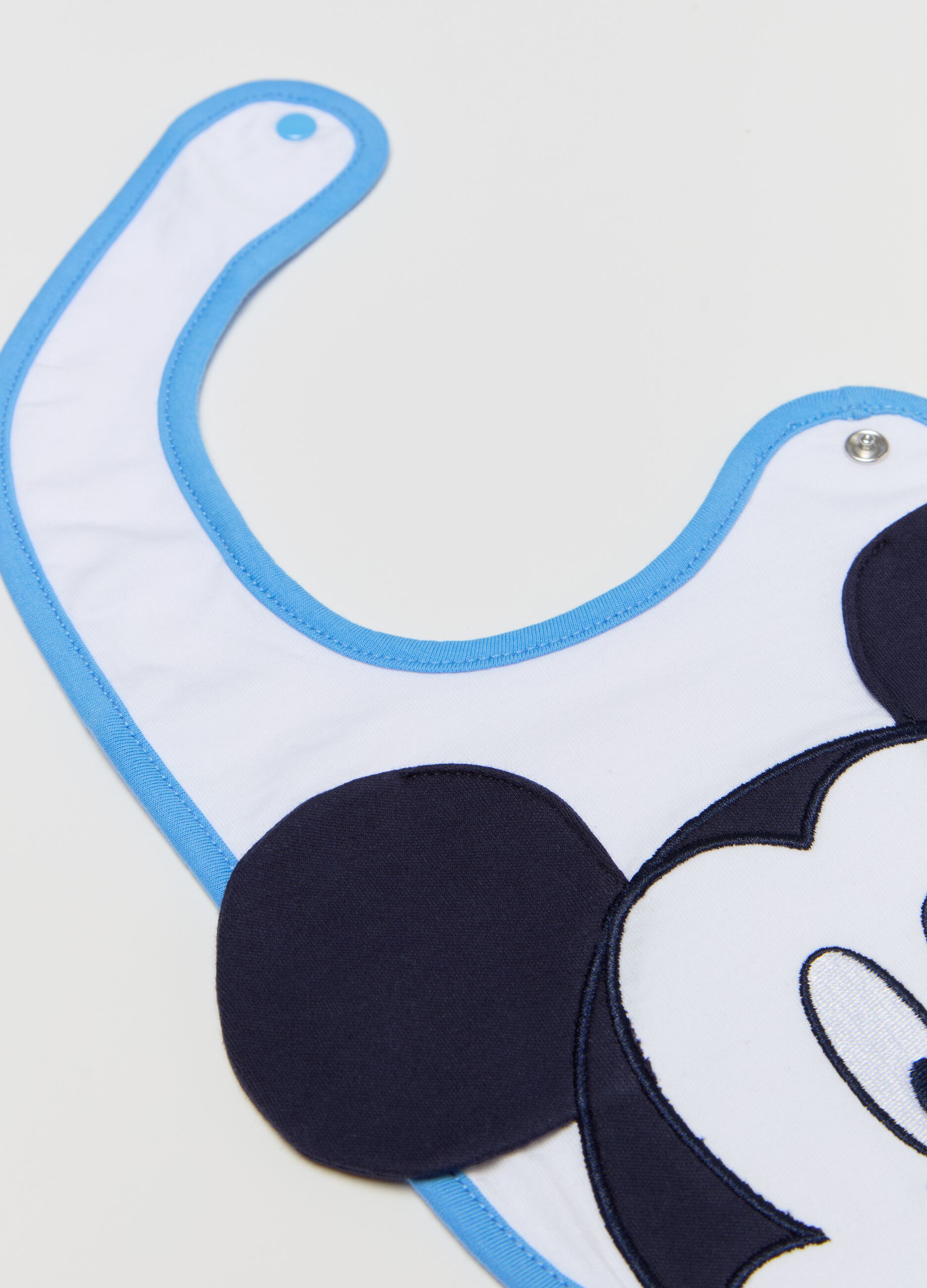 Bib with Mickey Mouse application and embroidery