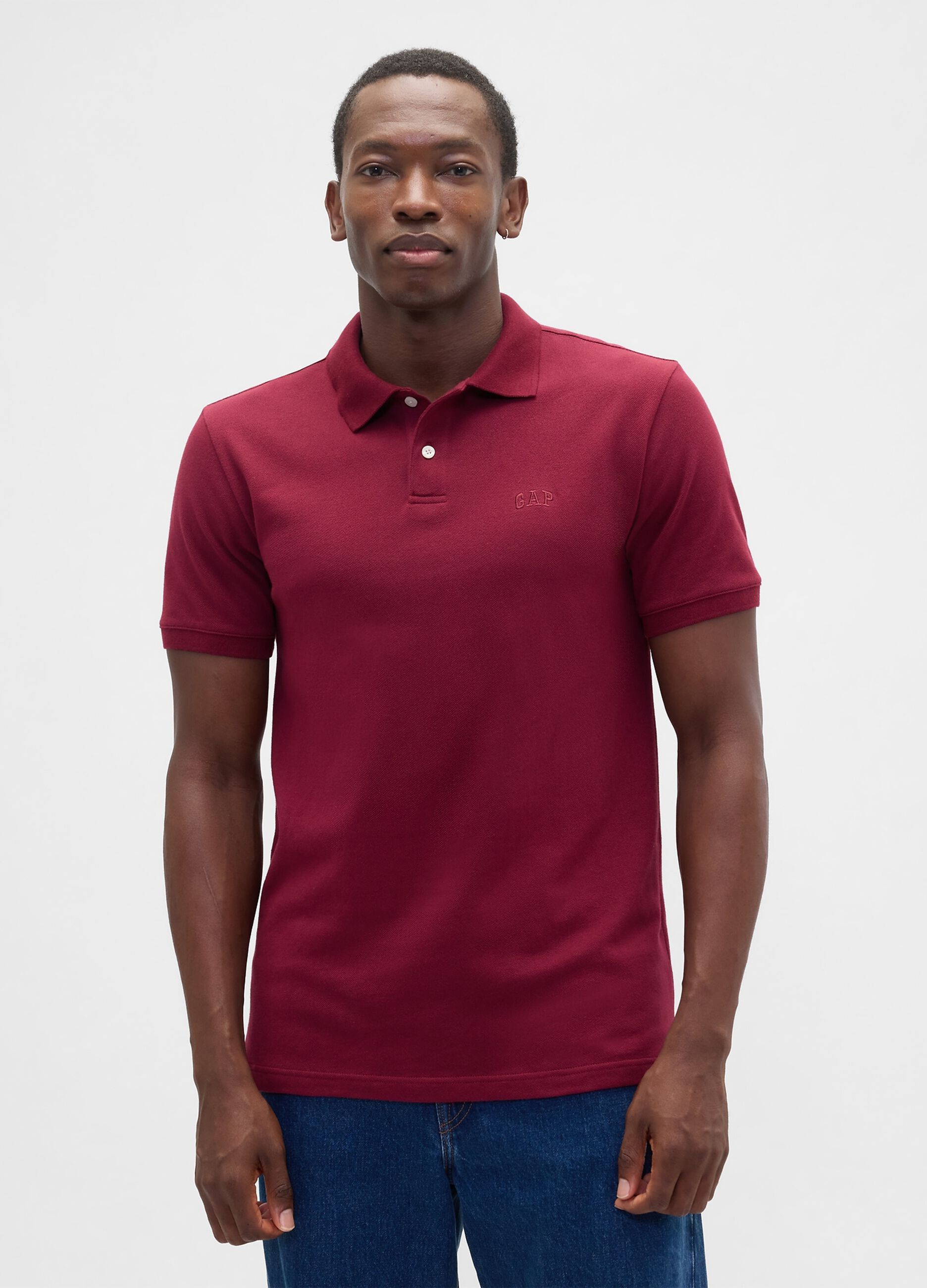 Red stretch short sleeve polo