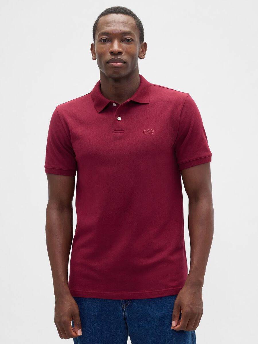 Polo rosso elasticizzata a maniche corte_0