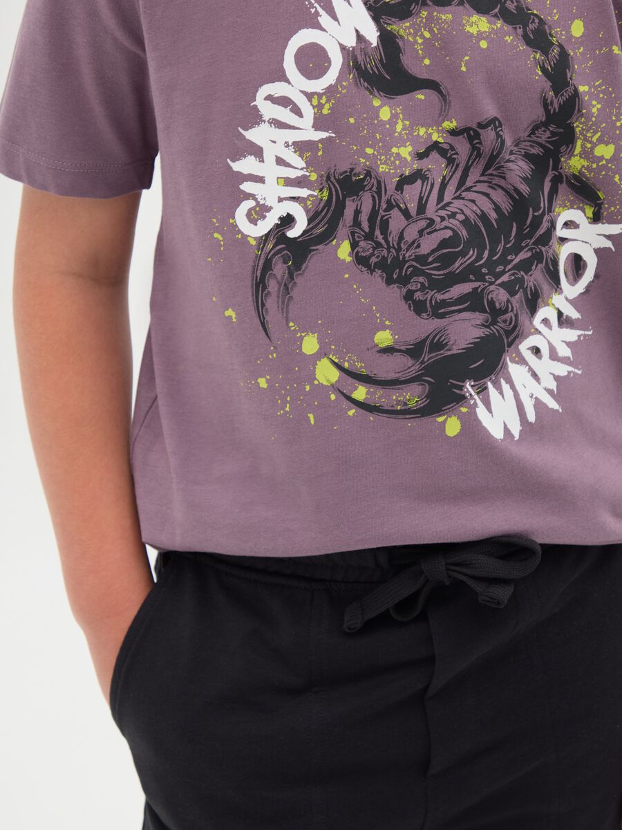 Set jogging da ragazzo in cotone viola e nero vestibilità rilassata_2